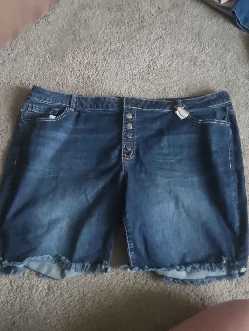Lane Bryant Dark Blue Button-Front Denim Shorts